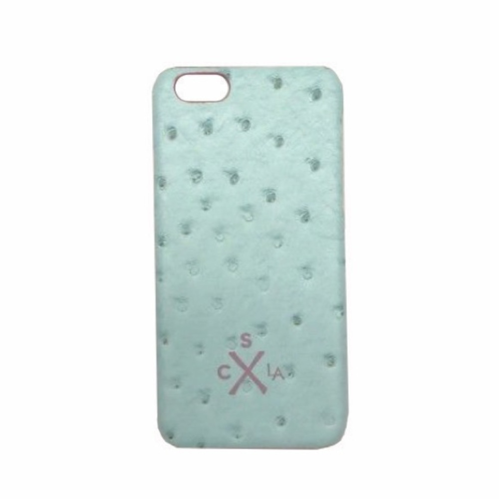 BRAND NEW Ostrich Pebble blue Vegan Leather case